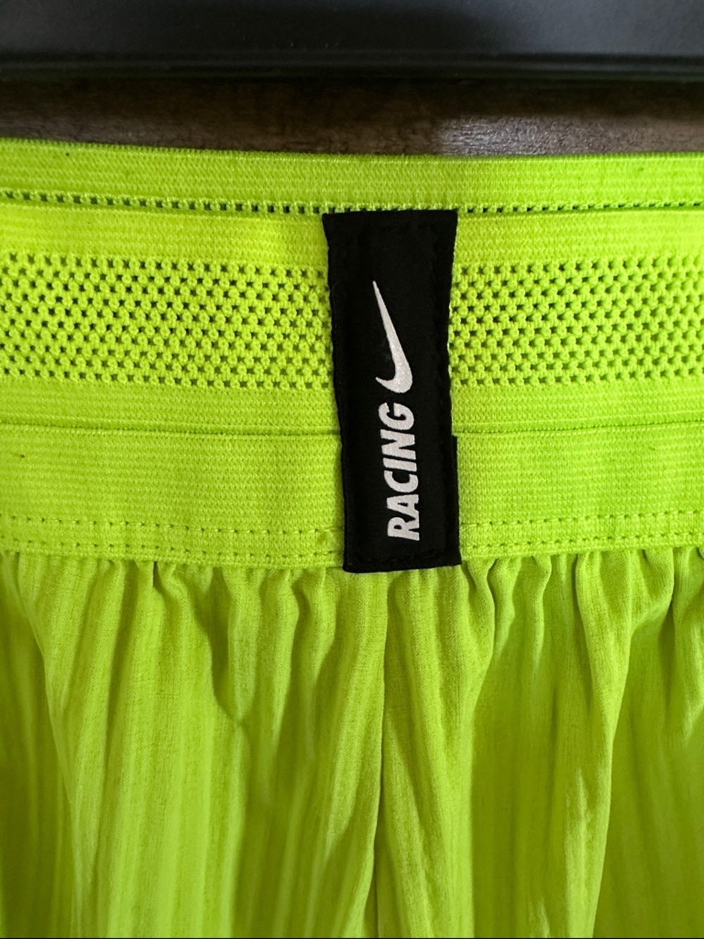 Nike Aeroswift Women's Neon Yellow Athletic Short with double nike Swoosh - Picture 11 of 16